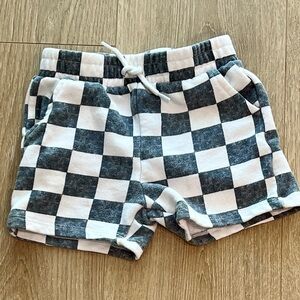 Toddler Boys Checkerboard Knit Shorts - Black & White